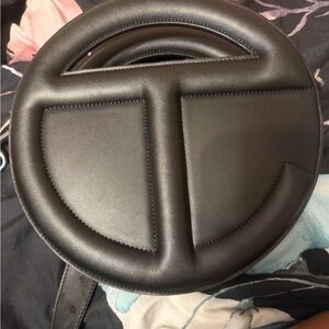 Telfar Black Leather Circular Handbag